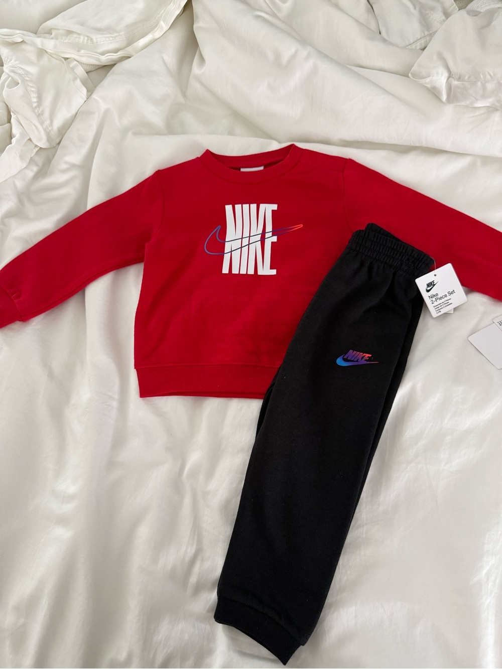 Nike Red Sweatshirt with Black Joggers Kids Set